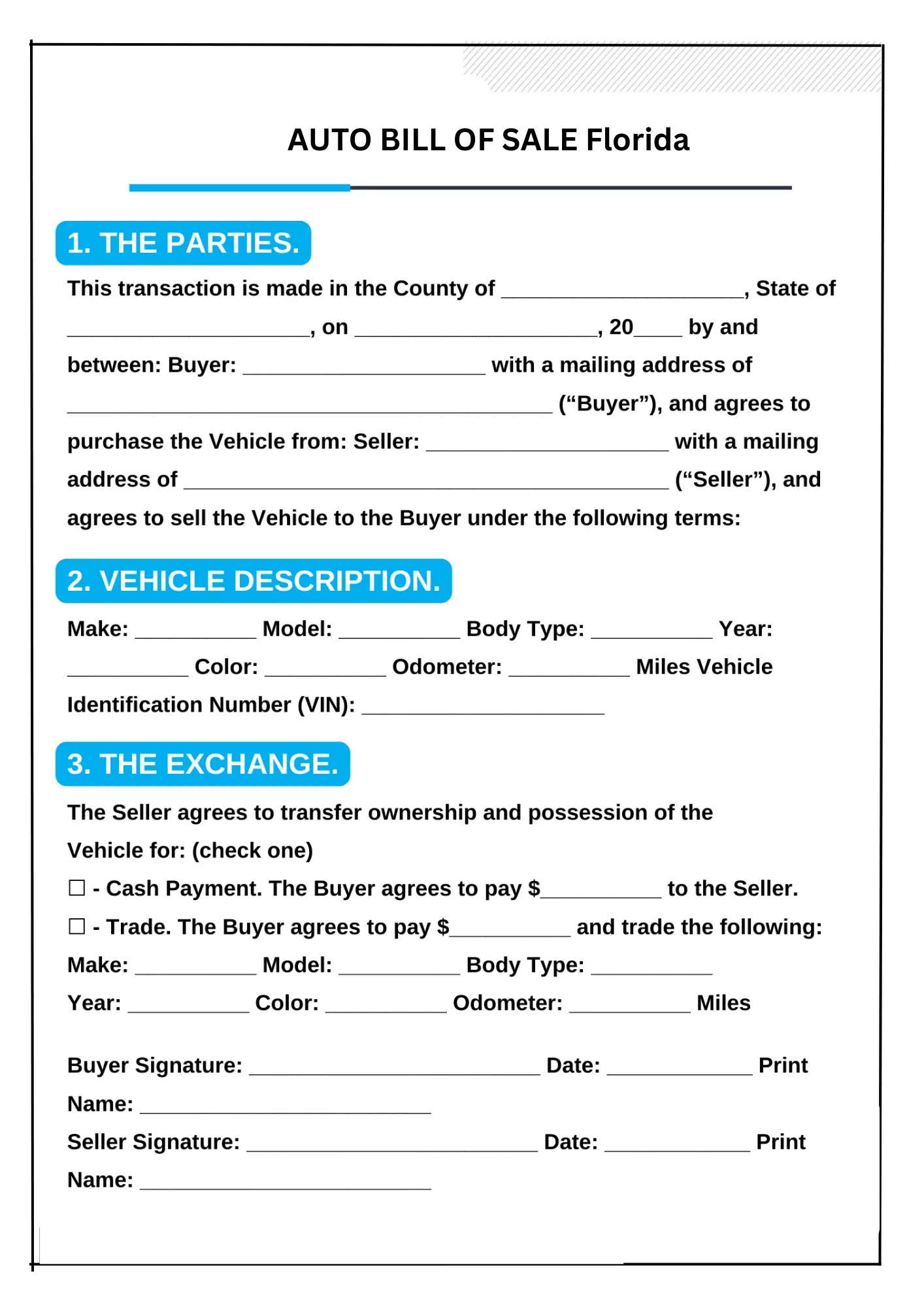 Florida Bill of Sale