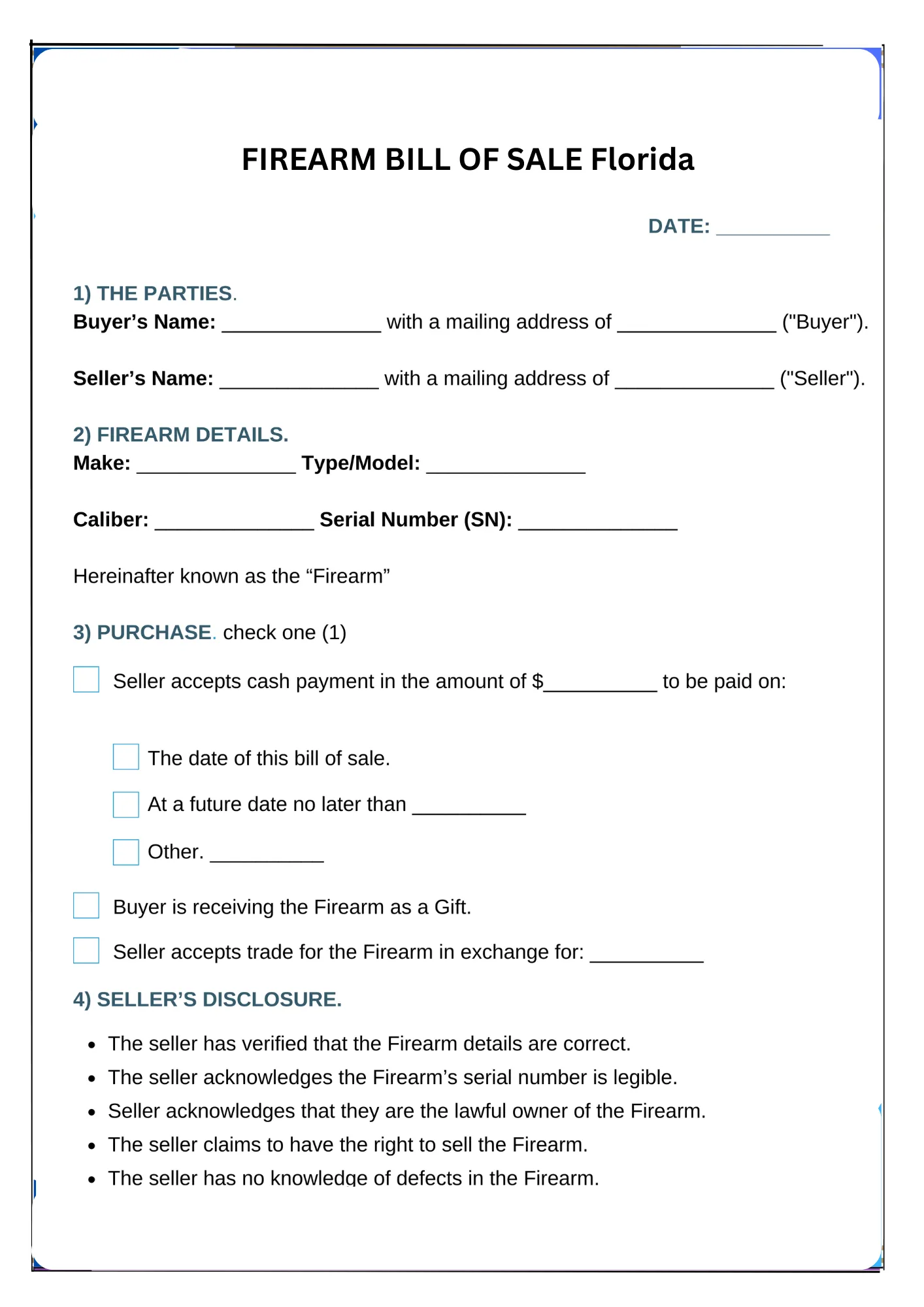 Florida Bill of Sale