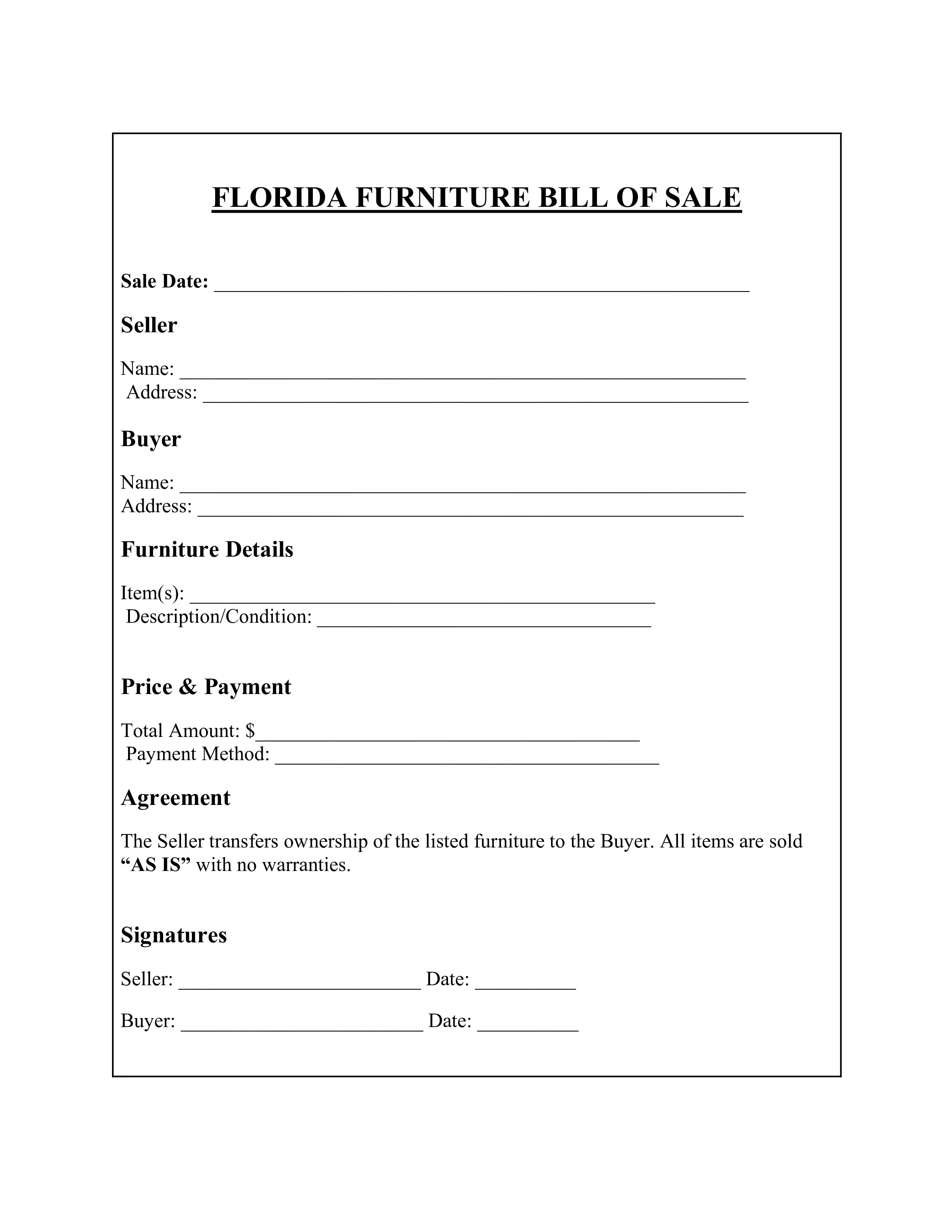 Florida Bill of Sale