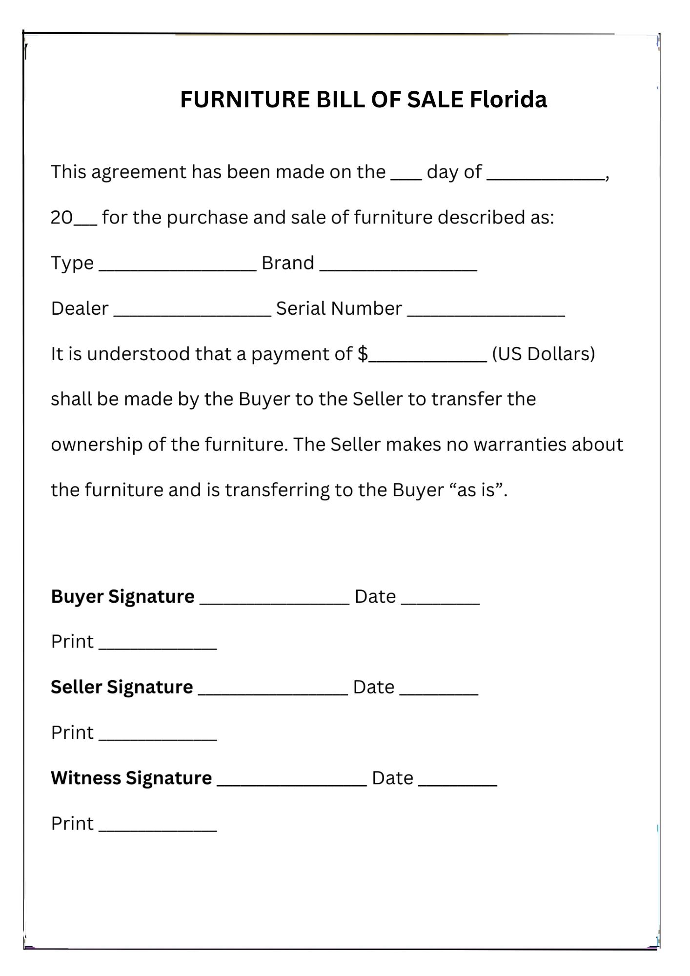 Florida Bill of Sale