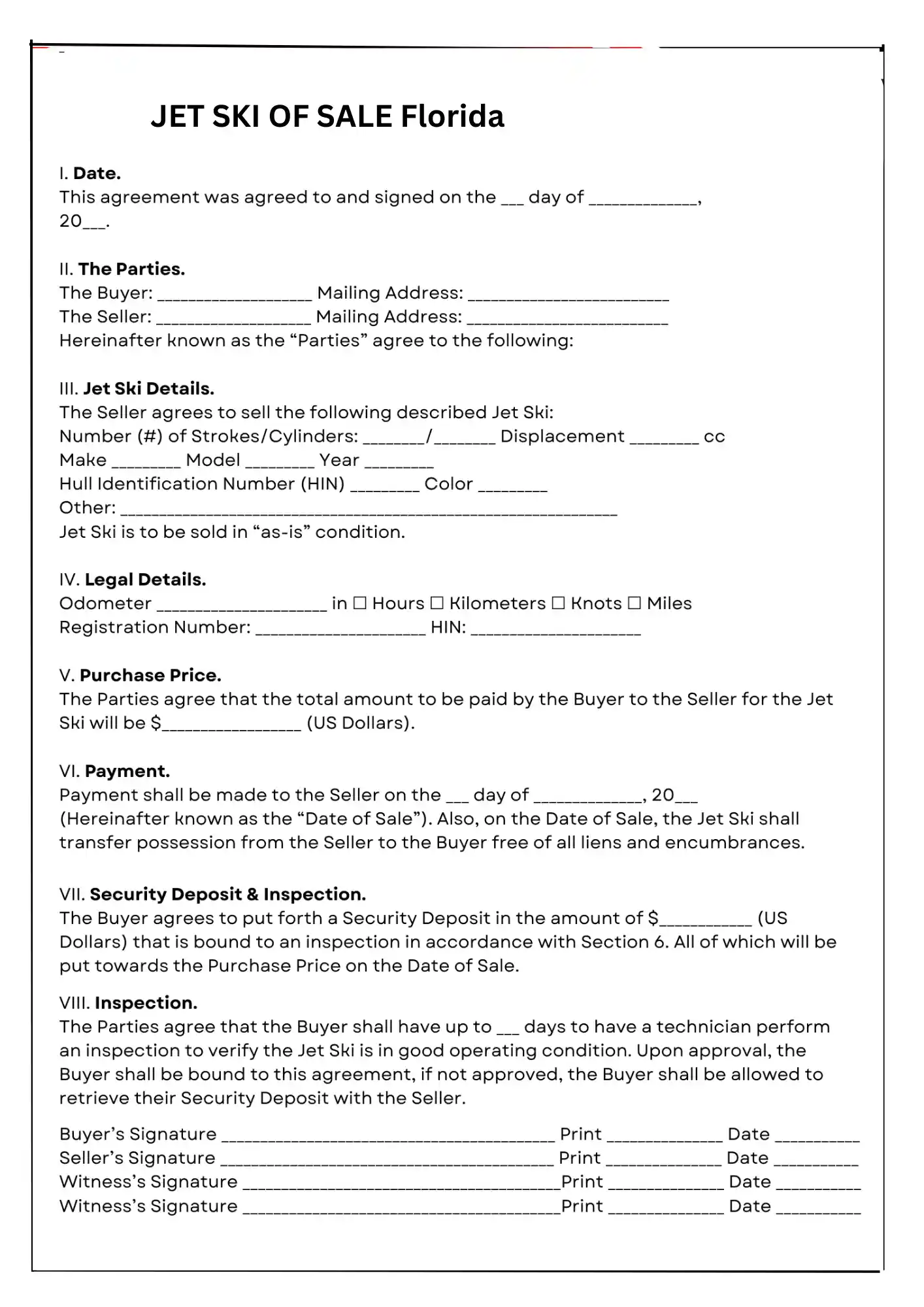 Florida Bill of Sale