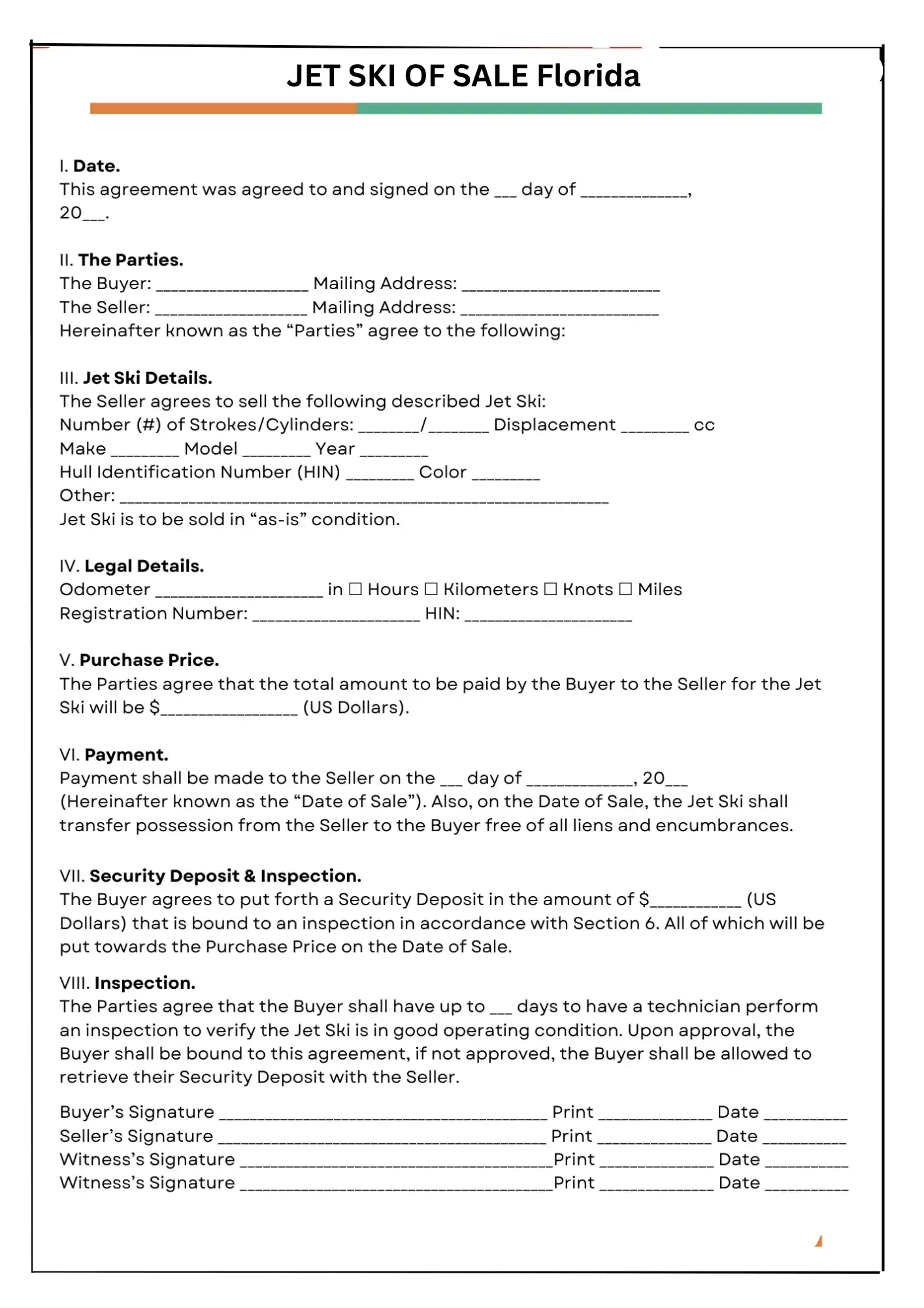 Florida Bill of Sale