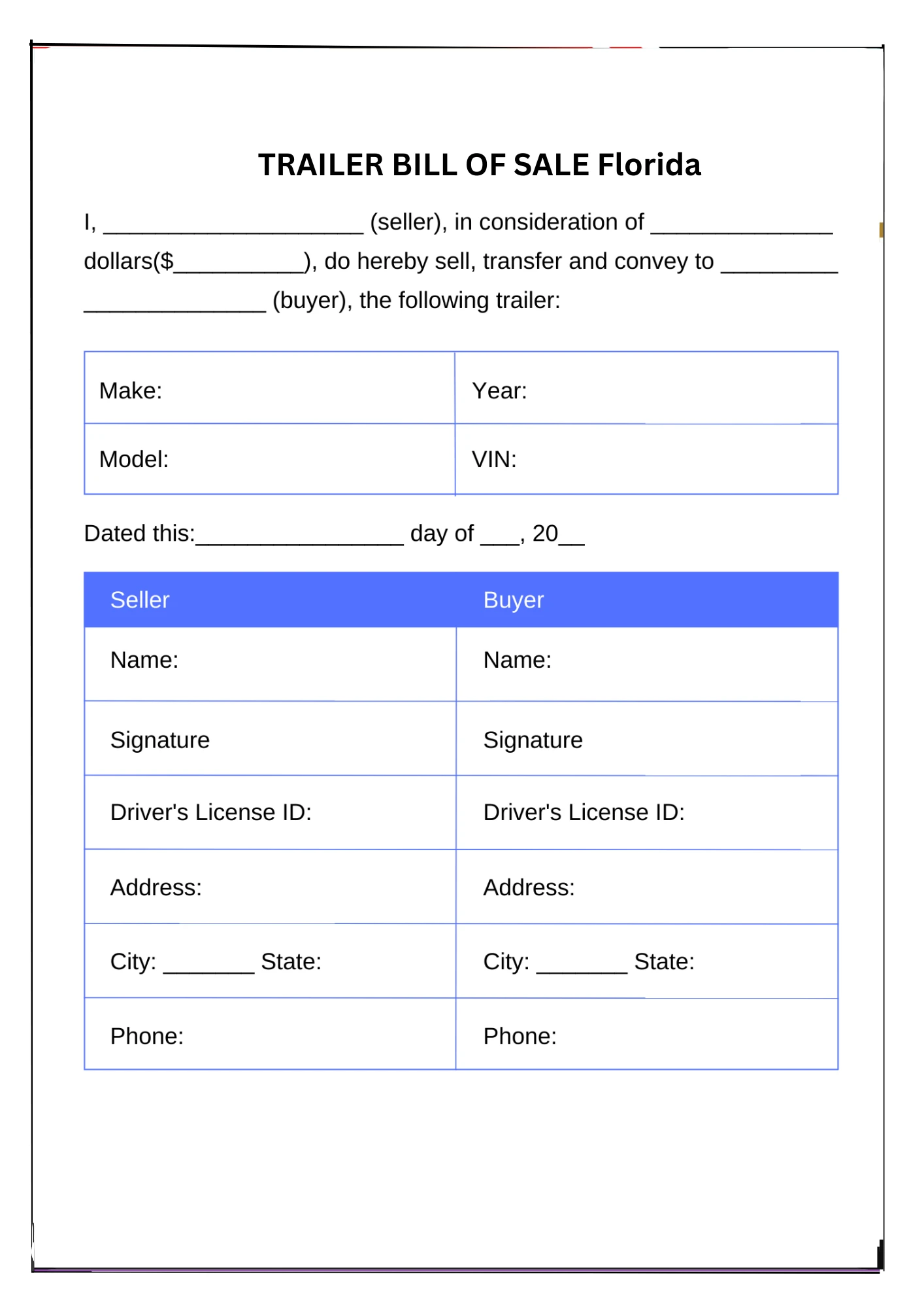 Florida Bill of Sale