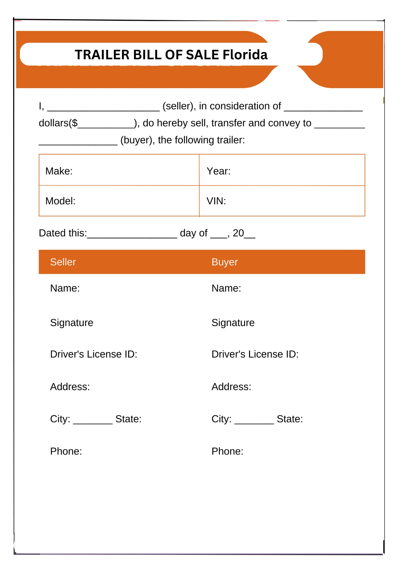 Florida Bill of Sale